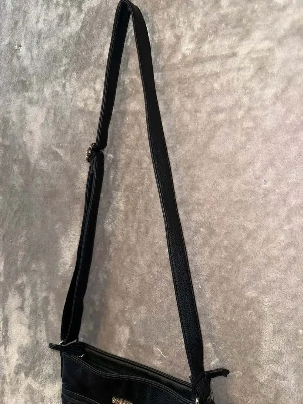 Rosetti Black Faux Leather Multi-Pocket Crossbody Bag
